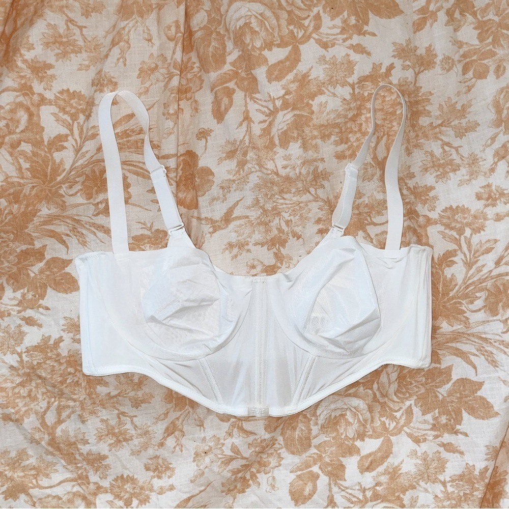 NWT skims bridal balconette corset bra top logo shine marble white size 40B - Picture 4 of 5